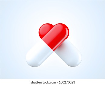 Heart Sign Made Of Pills