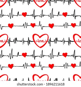 25 Heart Signal Pulse With Red Heart Love Text Images, Stock Photos ...