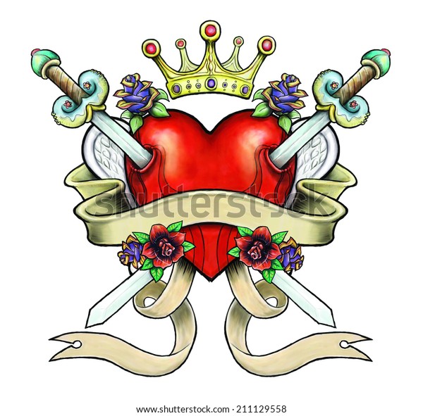 Heart Sword Banner Tattoo Stock Illustration 211129558 | Shutterstock