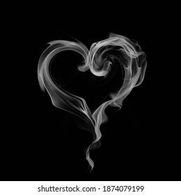 Heart Symbol Made Of Smoke Isolated On Black Background. 3d Illustration.