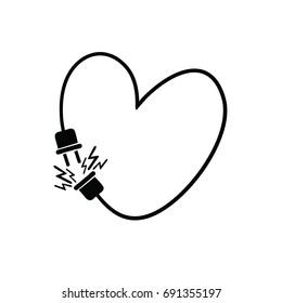 Vector Heart Made Electric Line Plug Stock Vector (Royalty Free) 647833522