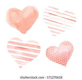 Heart Watercolor Clip Art, Beautiful Template Card, Valentines Day ,Hand-painted, Illustration, Hand Drawn, Illustration