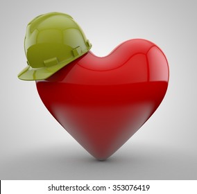 Heart wearing a hard helmet - Powered by Shutterstock