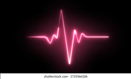 Heartbeat Laser Neon Effect. Healtcare, Medical Or Gym Concept.