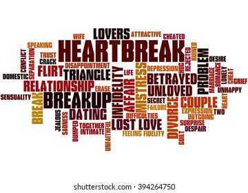 Heartbreak, Word Cloud Concept On White Background. 