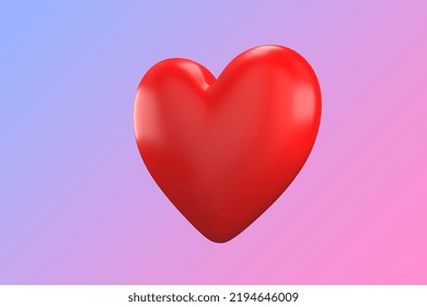 Hearth. Emoticons. 3D Rendering Of Emoji Isolated On A Gradient Background. Space To Write. Illustration. 3D. Isolated Background. Ready For Your Mockup Design Template. Animated Cartoon.