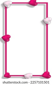 Hearts frame with copy space for design on white background 