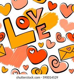Vector Hearts Love Handmade Paper Orange Stock Vector Royalty Free 