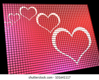 Hearts On Computer Display Shows Love And Online Dating