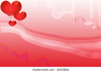 Hearts on a red background