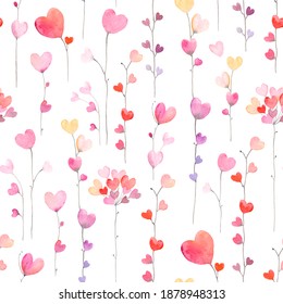 Hearts seamless pattern with colorful watercolor symbols romantic and love. Cute holiday illustration for Valentine's day, birthday or wedding. - Powered by Shutterstock