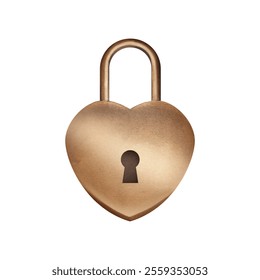 Heart-shaped gold door lock watercolor illustration symbolizing love and unity. Ideal for wedding invitations, romantic cards, and event decor. While ensuring security and access control - Powered by Shutterstock