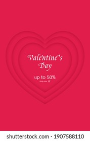 A heart-shaped pattern says Valentine's Day and 50% off