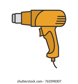 Heat Gun Color Icon. Hot Air Gun. Isolated Raster Illustration