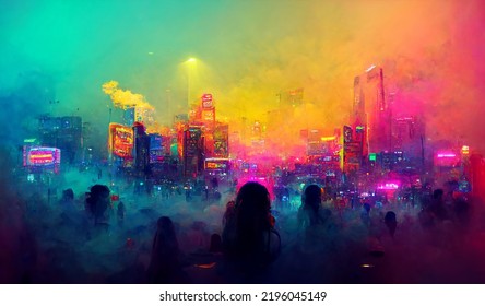 Heat Haze Blurry Fog Synthwave World Illustration