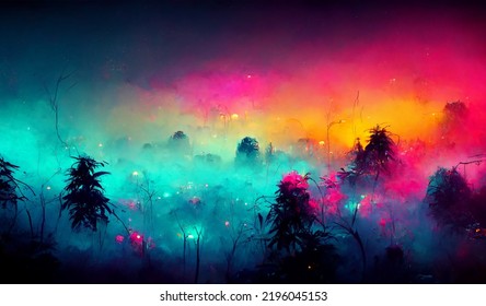 Heat Haze Blurry Fog Synthwave World Illustration