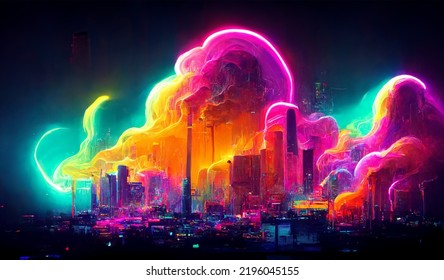 Heat Haze Blurry Fog Synthwave World Illustration