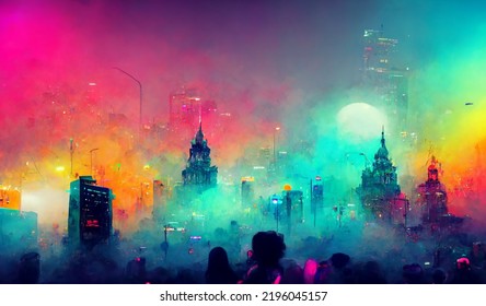 Heat Haze Blurry Fog Synthwave World Illustration