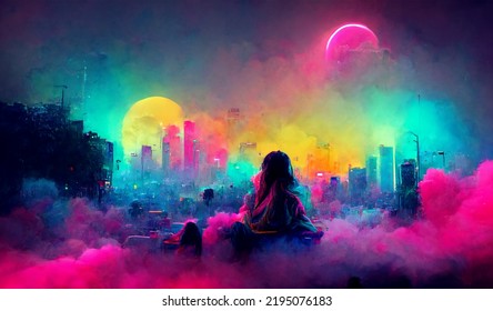 Heat Haze Synthwave World Illustration