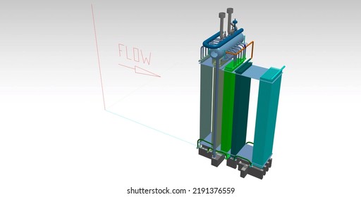 Heat Recovery Steam Generator Boiler 3D Illustration