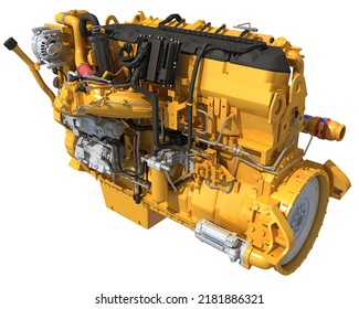 Heavy Duty Truck Engine 3D Rendering