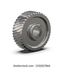 Helical Bevel Gear. Low-speed Gear Train. 3D Rendering