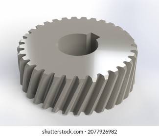 Helical Gear With Keyway On The Table