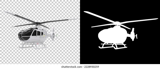 Helicopter isolated on background with mask. 3d rendering - illustration