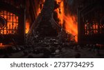Hell gates. Road to hell fire. Devil portal. Sinner. Religious concept. 3d rendering. 3D Illustration