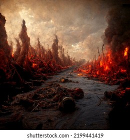 Hellish Landscape, Hell Landscape, Portrayal Of Hell