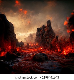 Hellish Landscape, Hell Landscape, Portrayal Of Hell