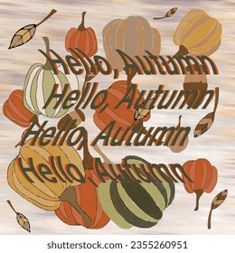 Hello Autumn. Background for web. Postcard,template.