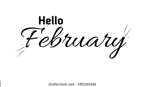 Hello February Text Illustration On White Background