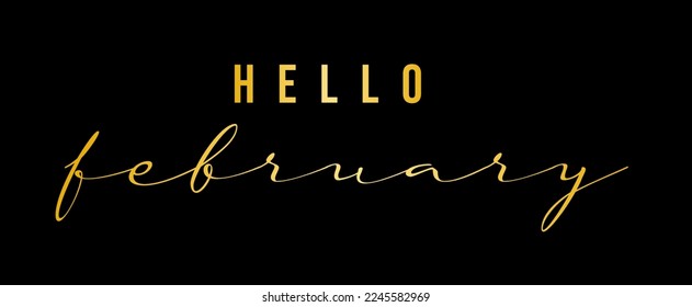 Hello February. Winter month hand lettering. February month. Typography text Hello February.  - Powered by Shutterstock