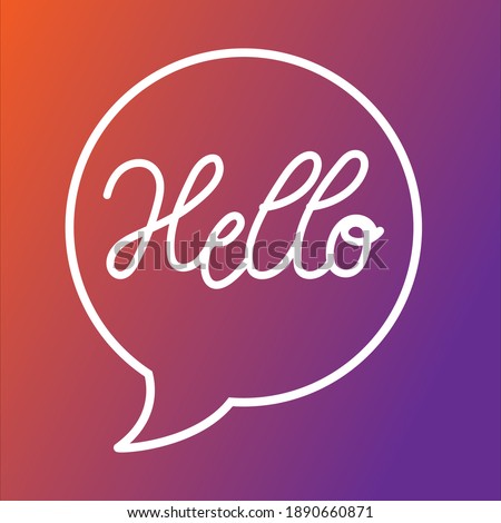 Hello handwriting on bubble with gradient background
