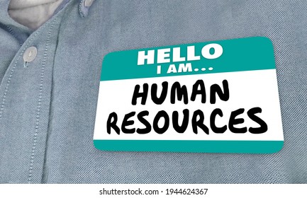 Hello I Am Human Resources Representative HR Staff Name Tag 3d Illustration