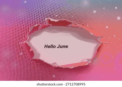 hello june write on abstract pink background - banner 