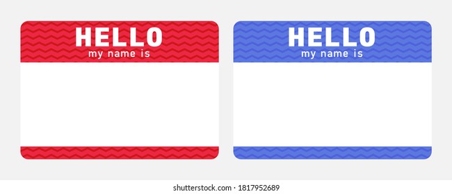 Hello My Name Is - Sticker. Red And Blue Nametag. Dating And Meeting Ice Breaker Label