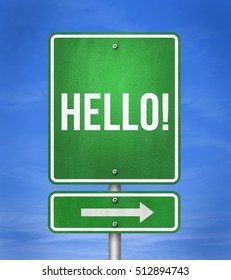 Hello - road sign