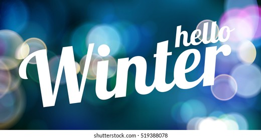 Hello Winter blue card. modern soft color background - Powered by Shutterstock