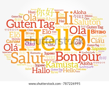 Hello word cloud in different languages of the world, background concept