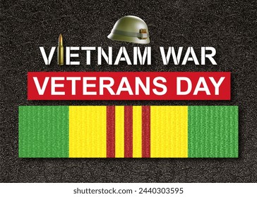 Helmet with text on a black background for Vietnam War veterans. National Vietnam war veterans day celebrated 29th of March. 3d-rendering - Powered by Shutterstock