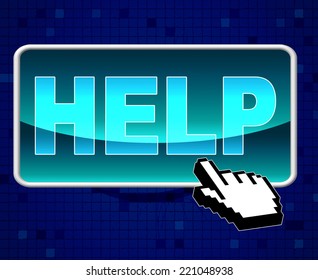 Help Button Representing World Wide Web And Information Solution