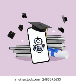 Help, cell phone, ai, books, education support, companion, Generative artificial intelligence, Education, Mortarboard, Graduation, Artificial intelligence, Learn, Machine learning, Deep learning, Help - Powered by Shutterstock