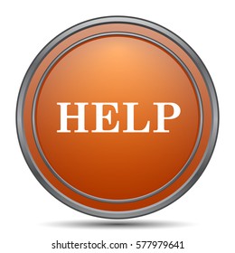 Help icon. Orange internet button on white background.