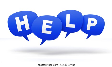 help speech bubbles 3d concept illustration isolated on white background