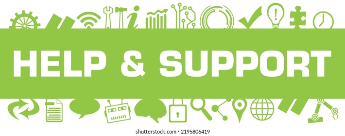 Help And Support concept image with text and technology symbols.