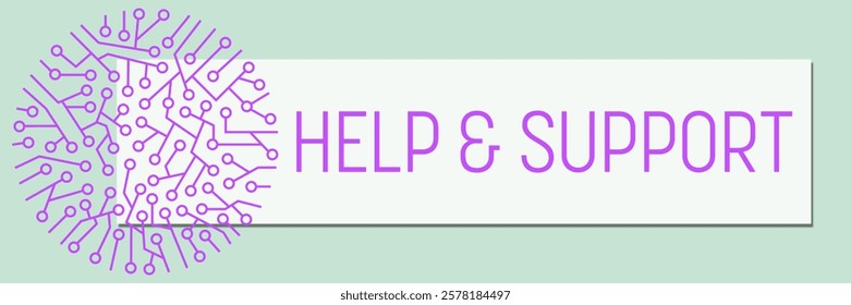 Help And Support concept image with text and circuit symbols.