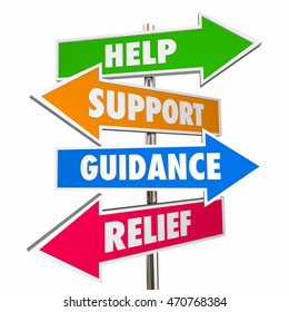 Help Support Guidance Relief Assistance Words Signs 3d Illustration