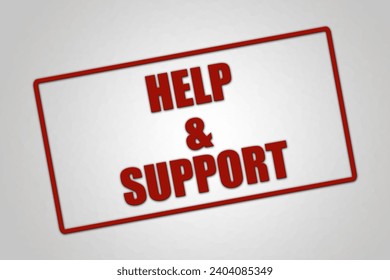 Help support. A red stamp illustration isolated on light grey background.